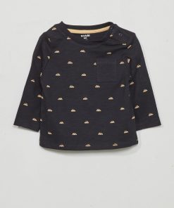 T-shirt en jersey avec imprimé - Bleu marine