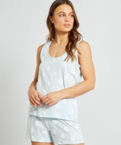 Pyjama court débardeur + short - 2 pièces - Bleu