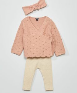 Ensemble gilet + legging + bandeau - 3 pièces - Rose