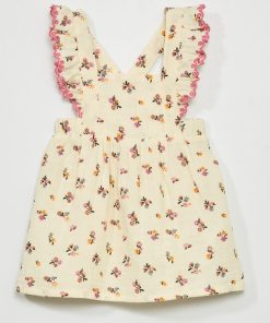 Robe salopette 'fleurie' - Beige