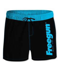 Boardshort Court garçon ceinture élastique et colorée Freegun - Noir