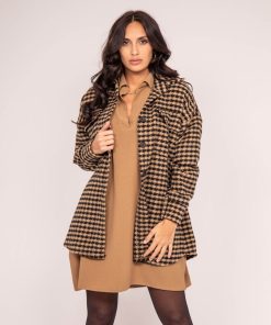 Surchemise pied de poule UVEL - Beige foncé