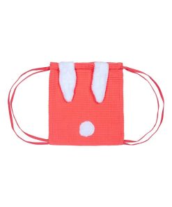 Sac de sport enfant en nid d'abeille, Lapinou - Orange corail