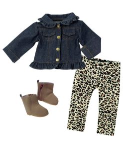 Sophia's - 18" Poupee - Veste en jean à volants, leggings à imprimé animal - Bleu - N/A