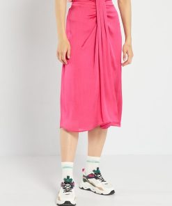 Jupe midi uni - Rose