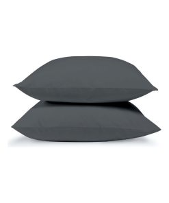 Bleu Câlin - Lot de 2 Taies d'oreiller unies Percale de coton 80 fils/m² - gris anthracite