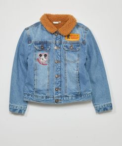 Veste denim 'Mickey' doublure sherpa - Bleu