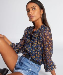 Blouse 'JDY' imprimé léopard - Bleu