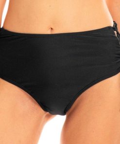 Bas de maillot de bain culotte haute ajustable Flora - Noir