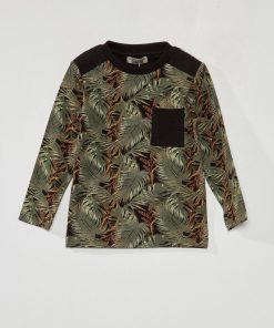 T-shirt en jersey avec imprimé - Kaki