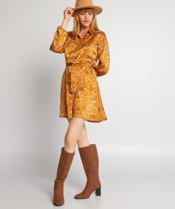 Robe courte avec ceinture - Jaune
