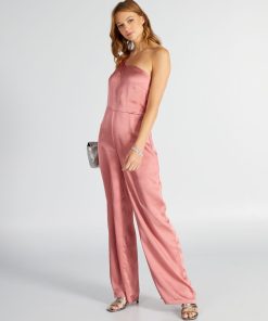 Combinaison asymétrique satinée - Rose