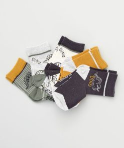 Chaussettes avec imprimés fantaisie - Lot de 5 - Jaune/vert/crème