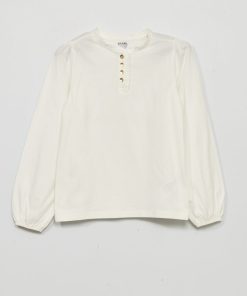 T-shirt en jersey à manches longues - blanc