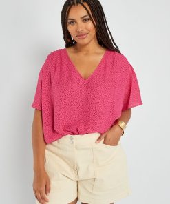 Blouse fluide encolure V - Rose