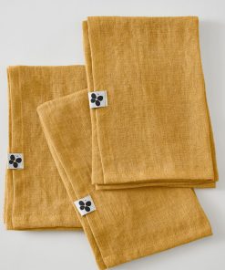 3 Serviettes de table en lin Soline - Jaune