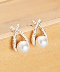 Boucles d'oreilles à strass avec perles - doré