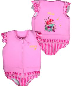 Maillot de Bain Syrene Enfant avec Flotteurs - Accessoire de Natation Fille - Rose