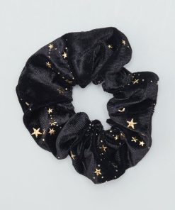 Chouchou en velours fantaisie - Noir