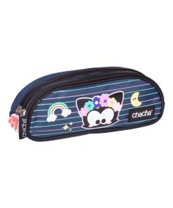Trousse double ovale CHACHA Kinky Bleu - Gris foncé