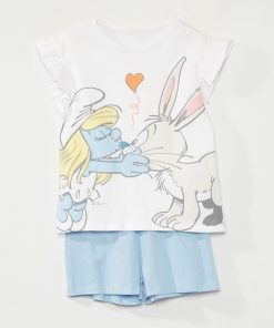 Ensemble pyjama 'Schtroumf' - blanc/bleu
