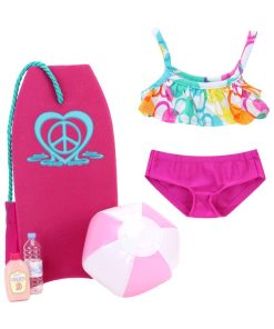 Sophia's - Poupee 18" - Bikini à Bulles, Boogie Board, Ballon de Plage, Eau et Lotion Solaire - N/A