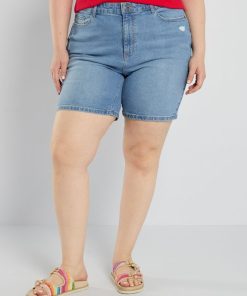 Short bermuda en jean - 5 poches - Bleu clair