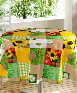 Nappe ronde Patchfleur - Jaune