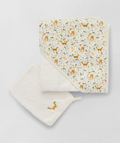 Ensemble cape de bain + gant de toilette - Blanc