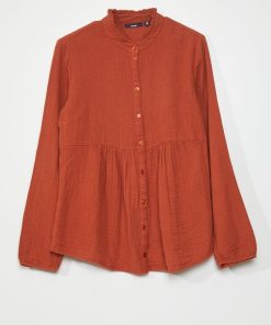 Chemisier en gaze de coton - marron