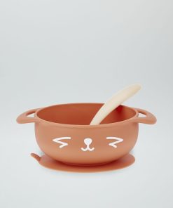 Bol ventouse + cuillère 'Baby Moov' - Orange corail