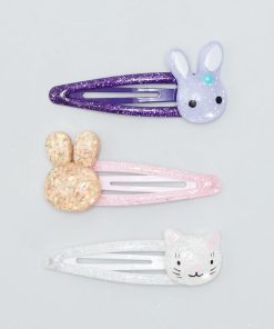 Lot de 3 pinces clic-clac - Rose/violet