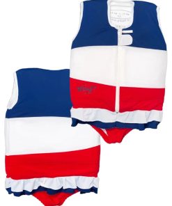 Maillot de Bain France Enfant avec Flotteurs - Accessoire de Natation Fille - Bleu Blanc