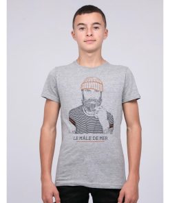 T-shirt col rond pur coton JAPING-J - Gris chiné