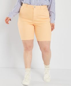 Bermuda en jean taille haute - Orange