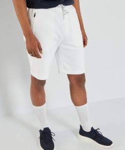 Bermuda en molleton avec poches zippées - Blanc