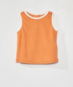 Débardeur uni en éponge - orange rouille