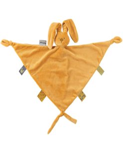 Maxi doudou attache sucette lapin Lapidou ocre (40 x 65 cm) - Jaune