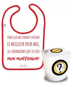 Pochette surprise annonce de grossesse - Ma marraine - Blanc