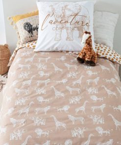 Housse de couette enfant 140x200 Savane + taie 100% coton 57 fils - Beige