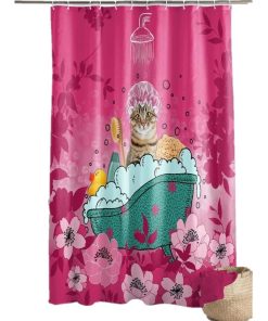 Rideau de douche Cat Zen - Rose