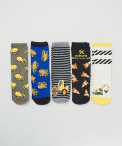 Lot de 5 paires de chaussettes - rouge/bleu