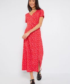 Robe longue à motifs - Rouge