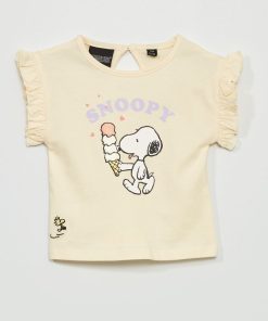 Tee-shirt manches volantées 'Snoopy' - Blanc