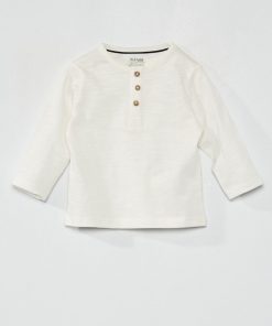 T-shirt col tunisien - blanc
