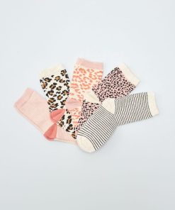 Lot de 5 paires de chaussettes imprimé léopard - Rose