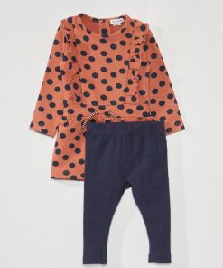Ensemble robe en molleton + legging - 2 pièces - ROSE