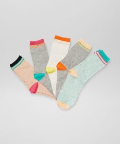 Lot de 5 paires de chaussettes chinées - BLEU/G/ORA