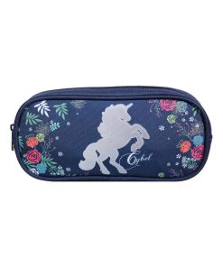 BAGTROTTER Trousse scolaire rectangulaire Cybel Cheval Licorne Bleu Fleurs - Bleu