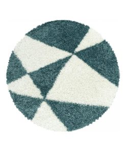 Tapis shaggy tapis rond Ø 120cm SHAGGY TA Bleu OEKO TEX idéal pour Chambre - Bleu